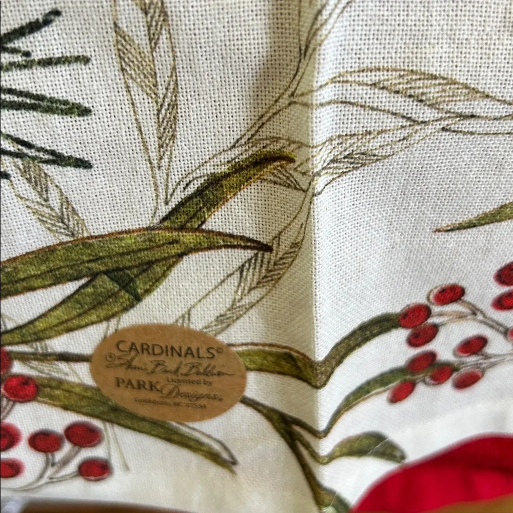 Holiday Cardinal Cotton Dishcloth -Red & Green 18x 27 Sheri Buck Baldwin design